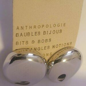 GROOVY!  By Anthropologie Mod Full Round Post SILVER Earrings NEW